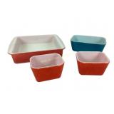 Red and blue refrigerator dishes, Square baking