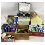 Igloo and Kool Mate coolers, microscope, office