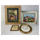 Framed Nature/Flower Embroidered Art. Good