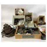 Various tools and hardware, electrical wires,