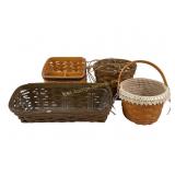 Longaberger baskets divided with leather trim,