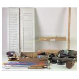 Lack tubing, brass faucet and pipe, shutters,