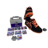 Youth six NOS Heelys shoes and carry case jewelry