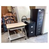 Two (2) black, locking filing cabinets, both on