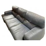 Stratford cornflower blue leather couch. 7ft long