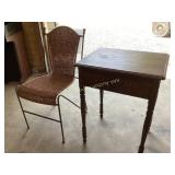 Wicker & wrought iron chair. 34.5in tall x 17in