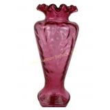 Fenton cranberry optic glass vase