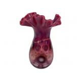 Gibson cranberry opalescent coin dot ruffled art