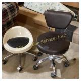Rolling pedicure chair. Worn at edge of seat.