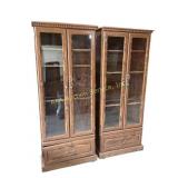 Pair of elegant display cabinets. 70in tall x