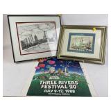 Framed Fort Wayne art: Mary Jane obergfell