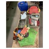 Gas cans, lawn edging, tinker toys, zebra riding