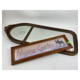 Decorative wall mirror and framed art. Good