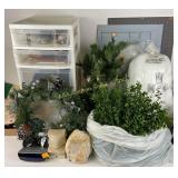 Sewing crafts, tote with drawers, holiday items,