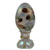 Fenton hand painted iridescent art glass egg
