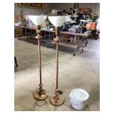 Pair of 1940s Natï¿½l Lighting Co brass floor lamps