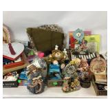 hobnail milk glass Avon bottles, Angel clock