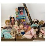 Dolls: bottle doll, Shirley temple doll, dirty,