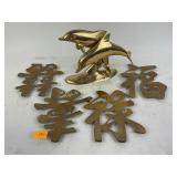 Dolpin brass figurine. Solid brass Japanese