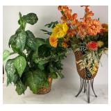 Large Faux foliage plant in basket & faux floral