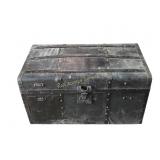 Black, wooden Steamer Trunk with metal