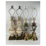 (2) Oil lamp style table lamps, (2) glass table
