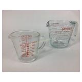Pyrex measuring cups one and two cups