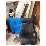 Black leather high back glider rocker with wooden