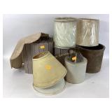 2 CrockS with a hairline crack, lawn edging, lamp