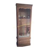 Brown Gun Cabinet with glass door & a drawer. No
