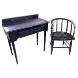 Black desk with 1 drawer, 32in tall x 32in wide x