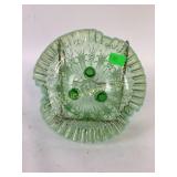 Northwood green opalescent glass pearl flowers