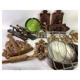 MCM green ashtray, plastic gold and copper toned