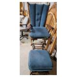Blue Upholstered glider Chair ï¿½ needs repair, with