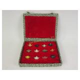 Vintage Velvet lined box of teapot minatures