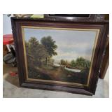 Framed Landscape Oil Painting on Canvas 37 x 32