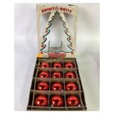 Shiny brite red ornaments in box