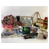 Billiards rack, etched vase, rubber toy parts,