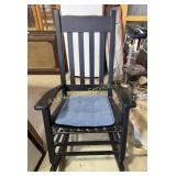 Porch rocker : black with blue seat pad : 46.75in