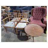 Swivel Armchair, Decorative Side Table, and Wooden