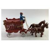 Cast Iron Circus Wagon with Horses and Driver