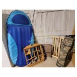 Wooden Shelves, Wooden gate, Swimways spingfloat,