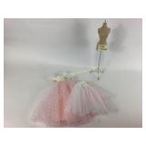 Pink and White Doll Dresses with Mannequin Stand