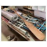 Wooden Paddle, Tools, Flag Kit, And Walkers