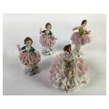 (4) Dresden lace porcelain ballerina figurines.