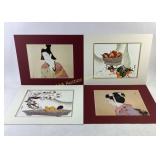 Japanese-Inspired Art Prints Featuring Figures and