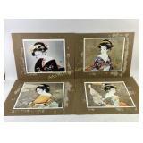 Japanese Geisha Art Prints on Matte Boards