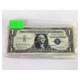 Series 1957 B US $1 Silver Certificate. Creases,
