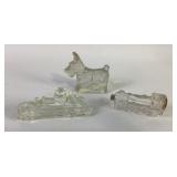 Scottie dog and firetruck glass candy molds,