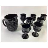 Amethyst  diamond point goblets and pitcher